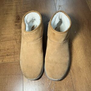 Skechers Tan Fleece-Lined Slip-Ons